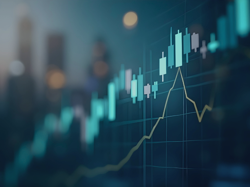 Market data on  a screen. 